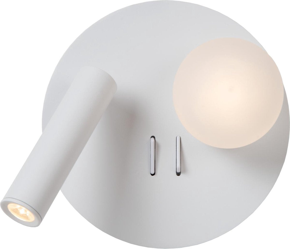Lucide matiz – Nachttischlampe Wandleuchte – ø 16,5 cm – LED – 3000 K – mit USB-Ladepunkt – weiß