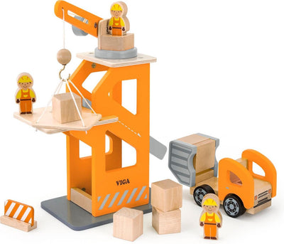 Vigatoys Viga Toys – Hafenkran mit Rutsche und Kipper
