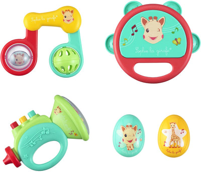 Sophie die Giraffe, mein erstes Musikset – Baby-Musikinstrumentenset – Trommel, Maracas, Trompetenrassel – geeignet ab 6 Monaten – Musik und sensorische Entwicklung