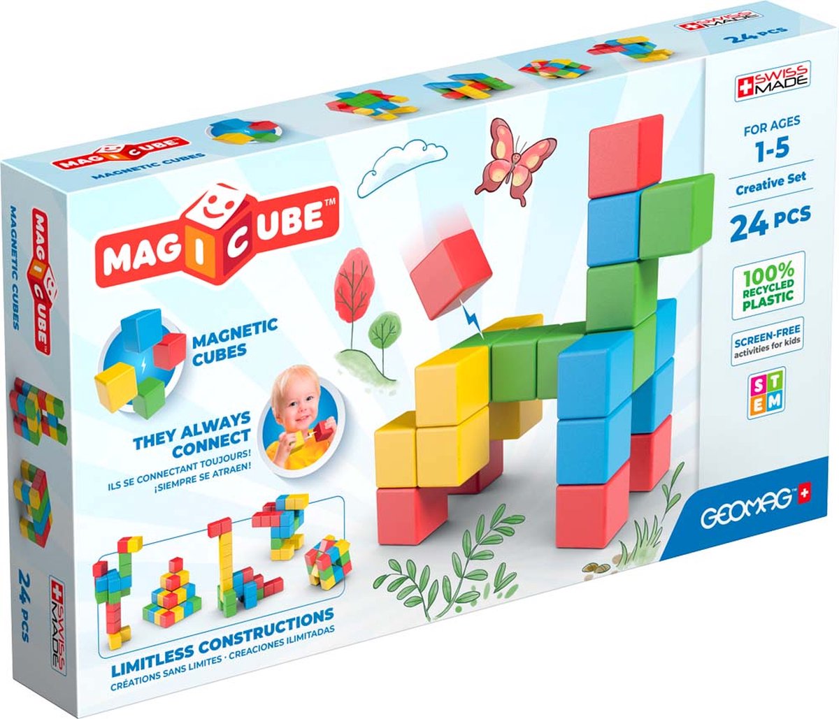 Geomag Magicube Creative Recycling – magnetische Bausteine – 24-teilig – ab 1 Jahr