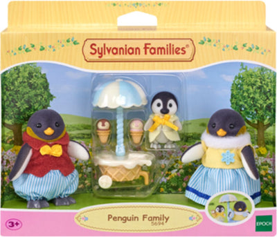 Sylvanian Family 5694 Familie Pinguin – 3 samtweiche Spielfiguren – Eiswagen