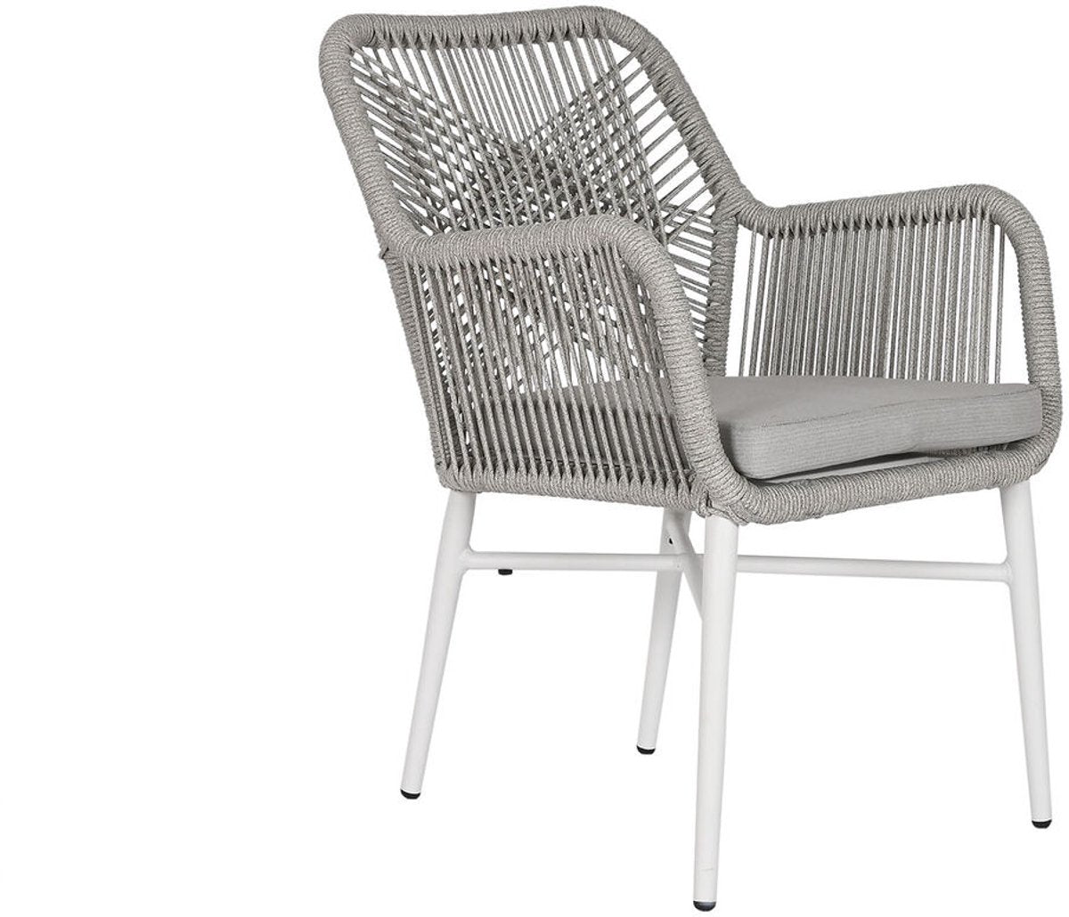 Home Esprit Gartenstuhl Weiß Grau Aluminium Synthetik Rattan 57 x 63 x 84 cm