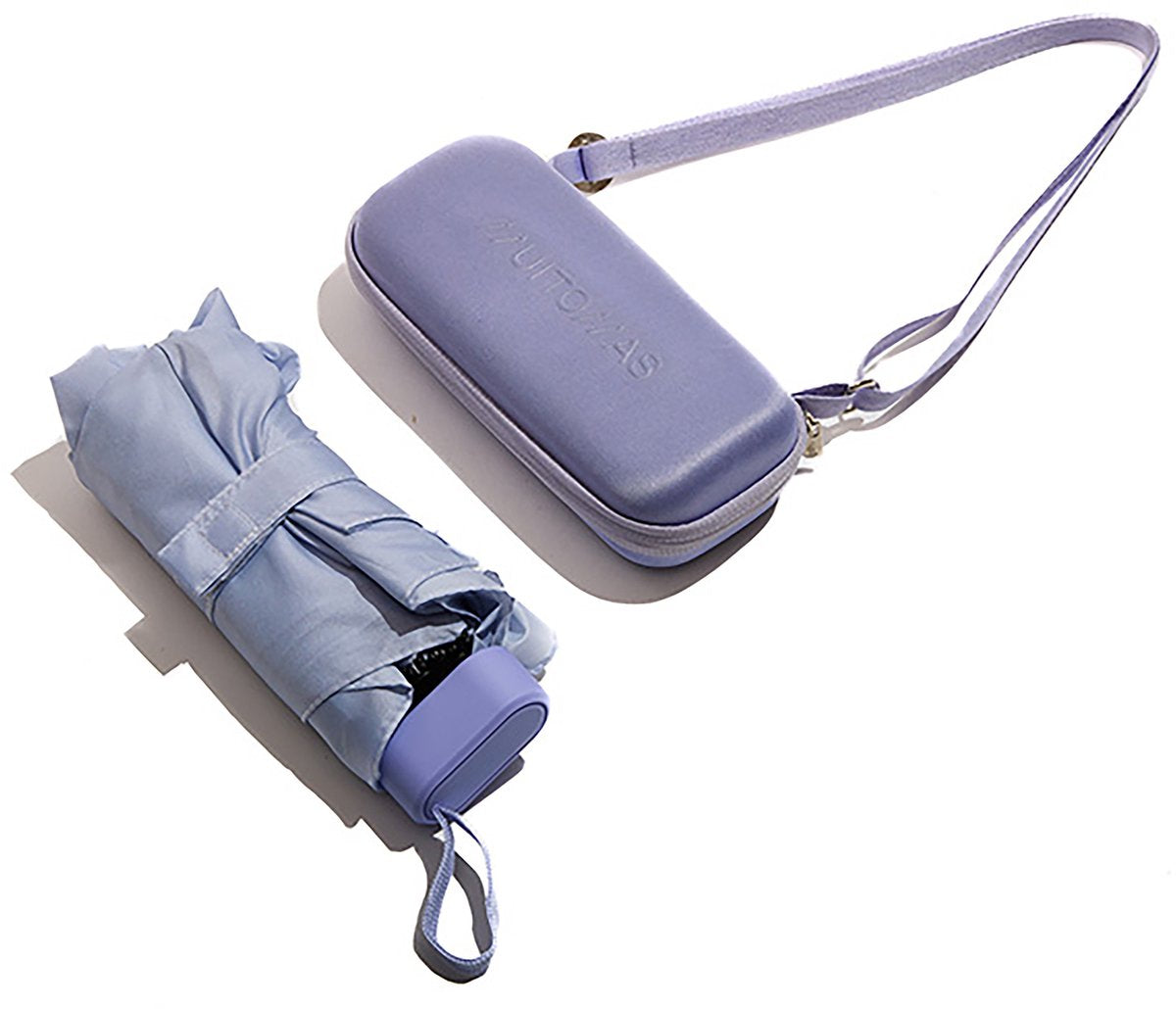 Muitomas Regenschirm + Hülle – Schultergurt – Ultraleicht – Teleskopgriff – Hardcover – Violett