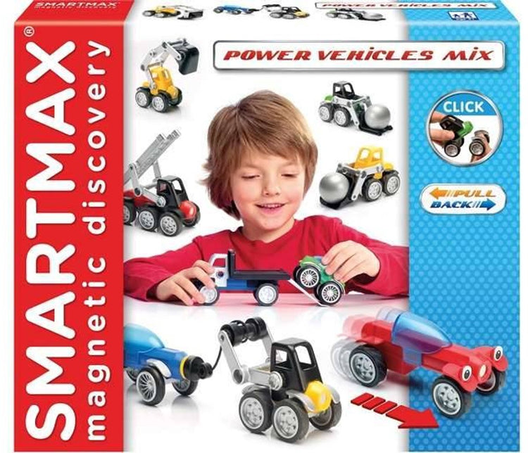 Smartmax Power Vehicles – Magnetfahrzeuge und Arbeitsfahrzeuge – 26-teiliges Bauset – Lernspielzeug für Vorschulkinder – ab 3 Jahren