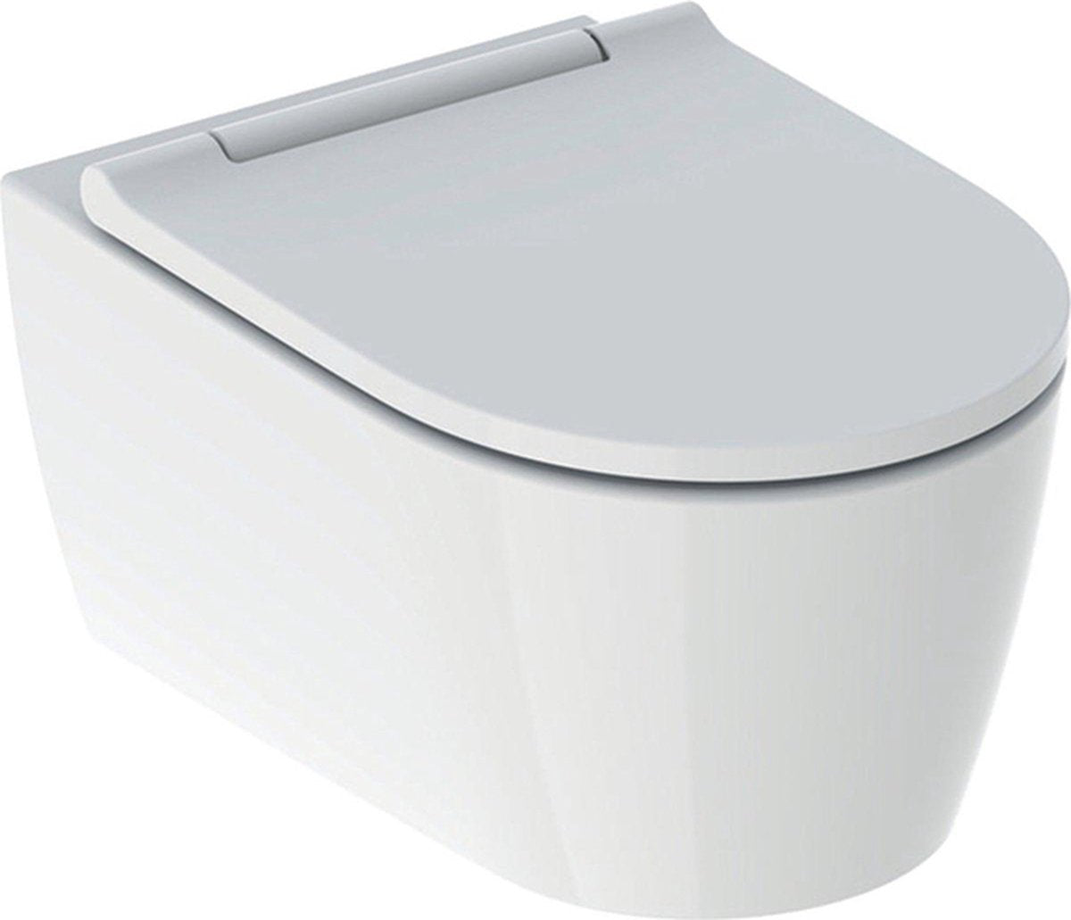 Geberit One Pack Wand-WC – tiefe Spülung – Turboflush – 37 x 54 cm – WC-Sitz – Designbezug weiß – Keratect – weiß glänzend