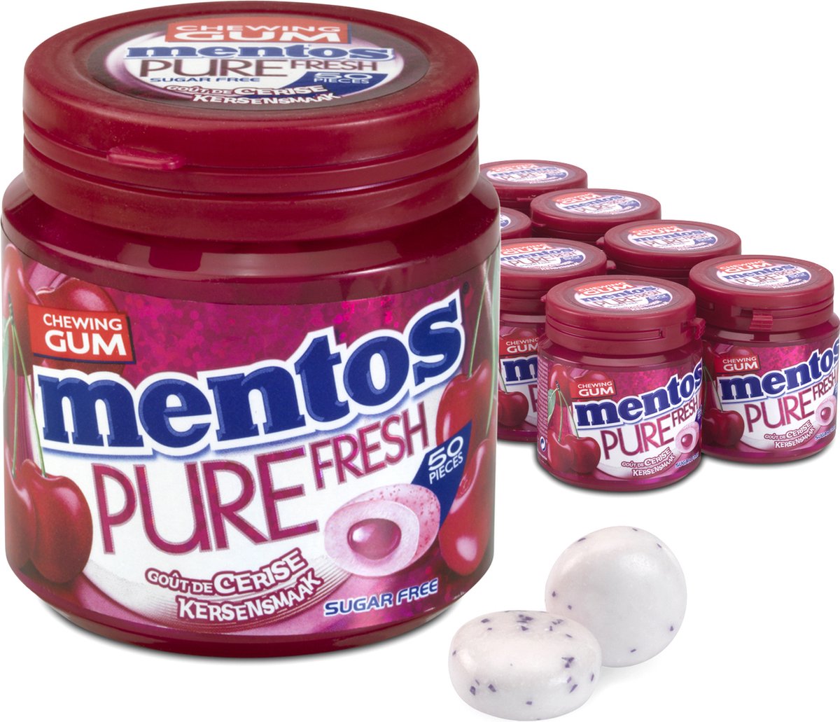 Mentos Gum Pure Fresh Cherry – Kaugummi – zuckerfrei – 8x50 Stück