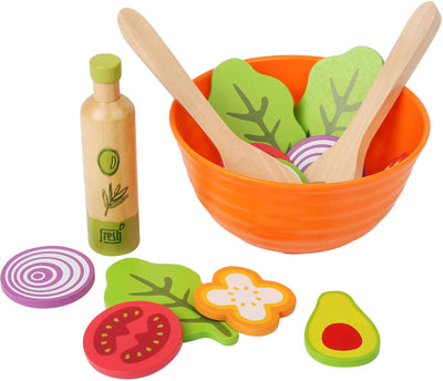 Kleiner Fußholz -Playetts -Salatspiel -Set, 15dlg,