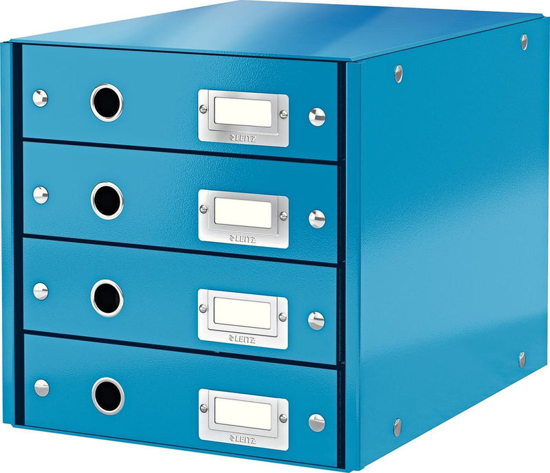 Leitz wow click store Kommode mit 4 Schubladen – 81 % recycelter Karton – für A4-Formate – platzsparende Aufbewahrung – Blau