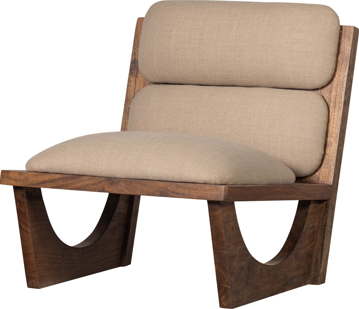 Opulenter Woood-Sessel - Bouclé-Holz - Natur - 75x70x80