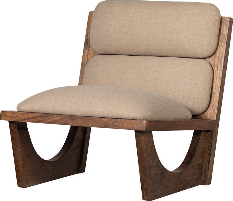 Opulenter Woood-Sessel - Bouclé-Holz - Natur - 75x70x80