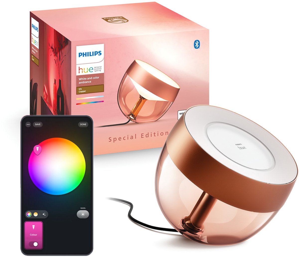 Philips Hue Iris Tischleuchte – weißes und farbiges Licht – Kupfer