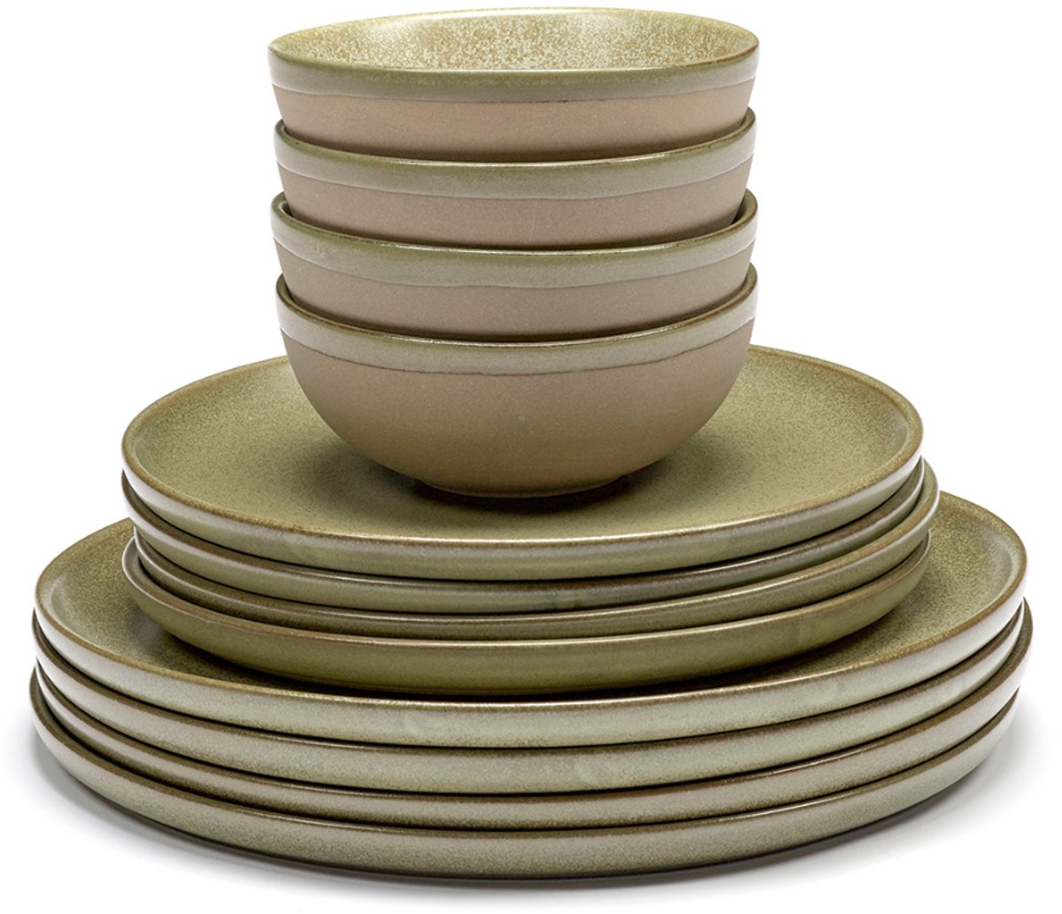Serax - Sergio Herman Surface - Geschirrset - Camo Green - 24 ø - 12 Stück