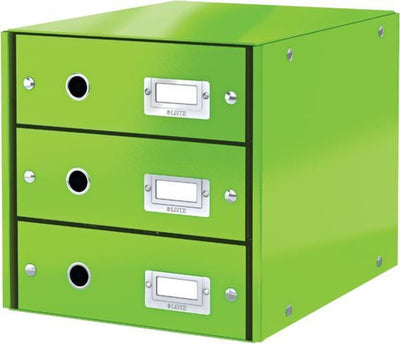 Leitz wow click store Kommode mit 3 Schubladen – 81 % recycelter Karton – für A4-Formate – platzsparende Aufbewahrung – grün