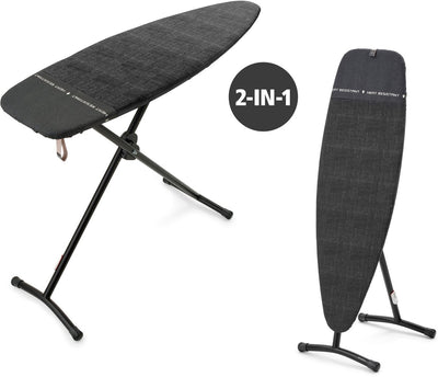 Brabantia Bügelbrett und Dampfbrett D – 2 in 1 – zum Bügeln und Dämpfen geeignet – 135 x 45 cm – Jeansschwarz