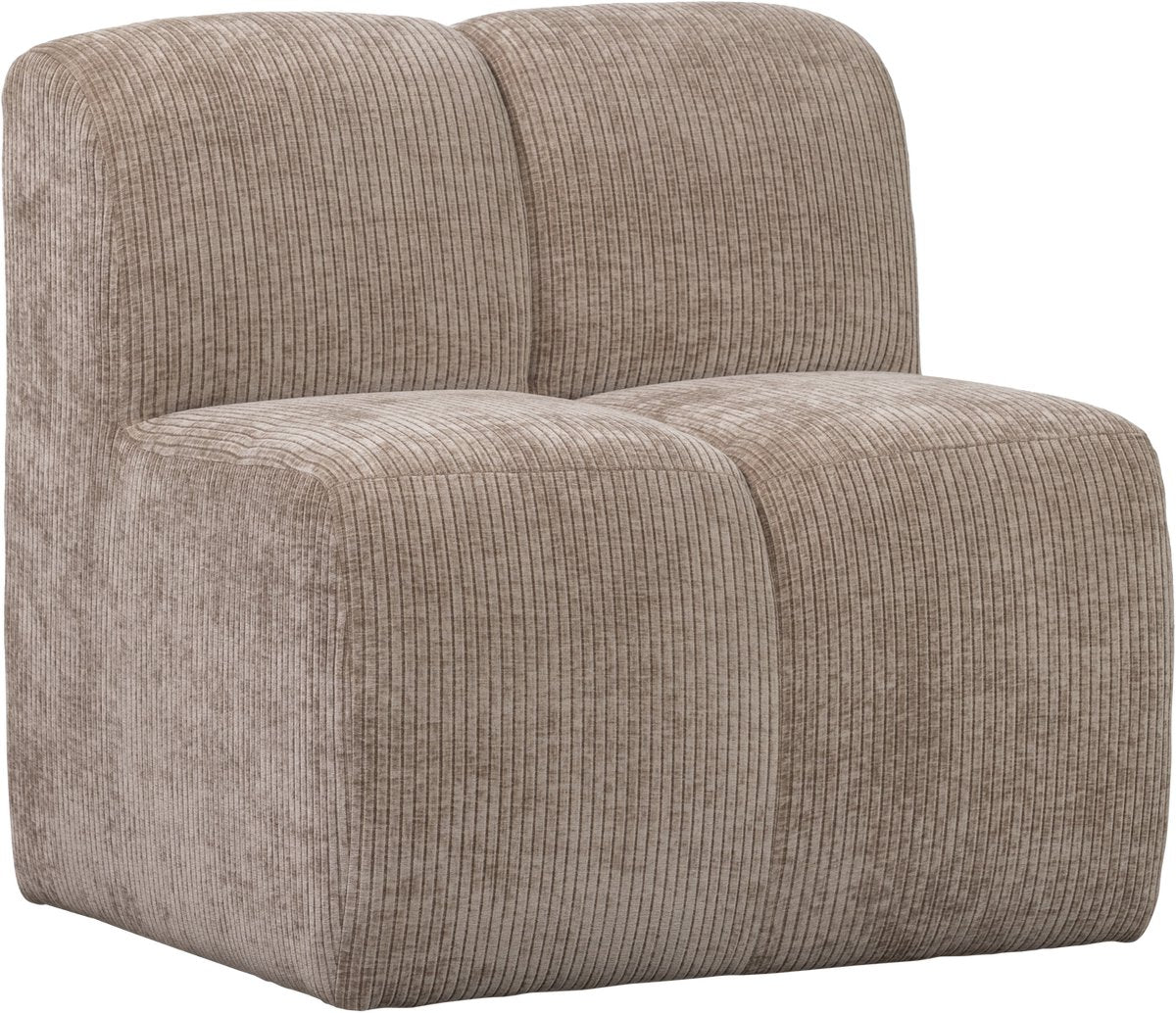Woood Mojo Esszimmerbank 84 cm mit Rückenlehne – gerippter Stoff – dunkler Sand