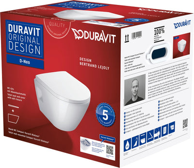 Duravit d-neo Wand-WC mit Sitz 37x48x40cm weiß Hochglanz