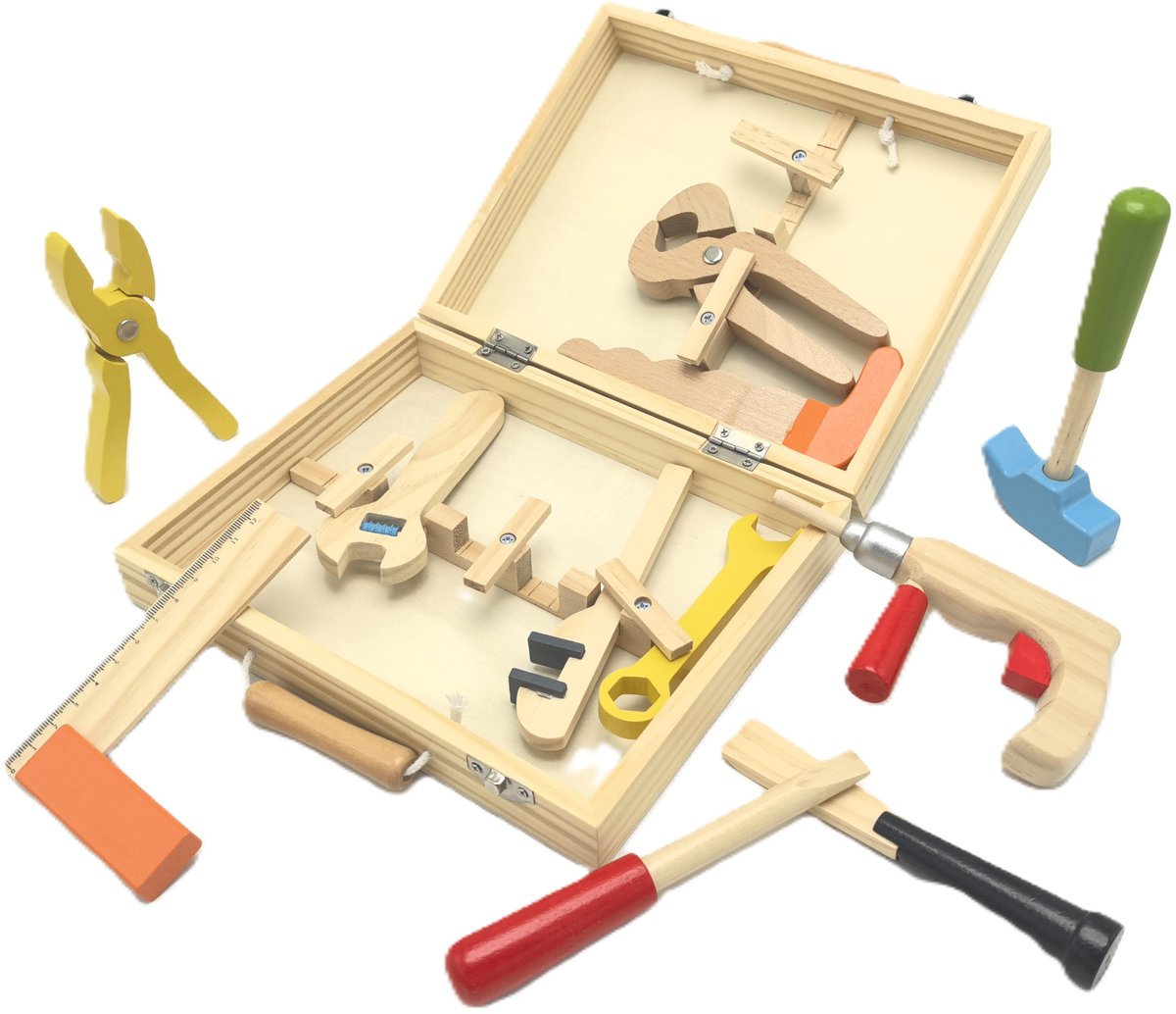 Playwood Werkzeugkasten aus Holz – 12-teilig.