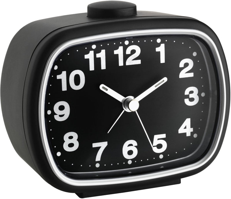 Tfa Dostmann 60.1017 – Wecker – Analog – Quarz – Alarm – Schlummerfunktion – fluoreszierende Zeiger – Hintergrundbeleuchtung – Schwarz – Weiß