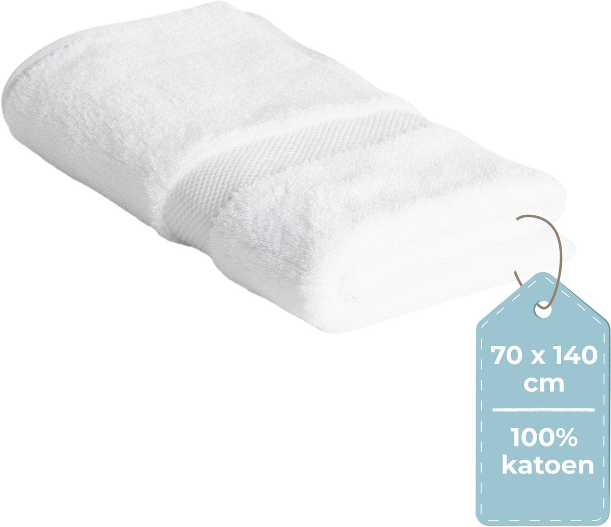 Stille. Living Hush Living Badetuch – pro Stück – 70 x 140 cm – 100 % Baumwolle – schwere Qualität, 500 g m2 – stilvolle Bordüre und Aufhängeöse – weiß