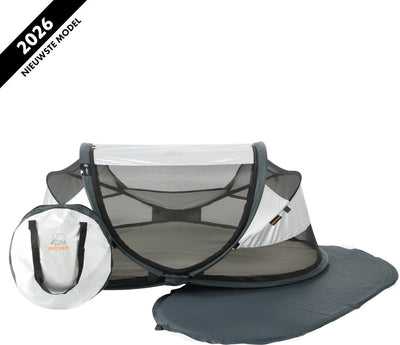 Deryan Baby-Luxus-Campingbett – inklusive selbstaufblasender Matratze – Silber