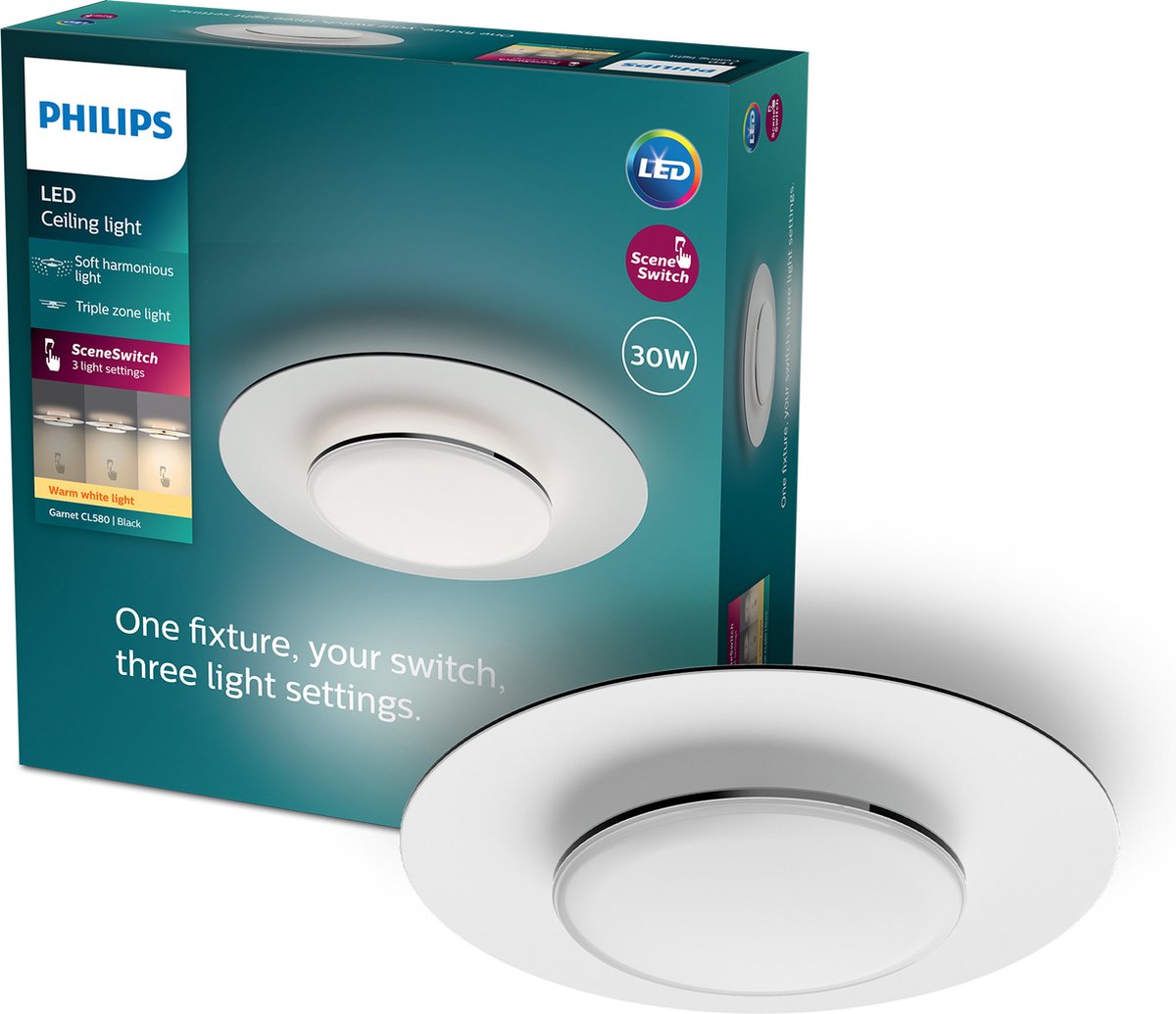 Philips LED Philips Garnet Deckenleuchte Weiß 27K 30W