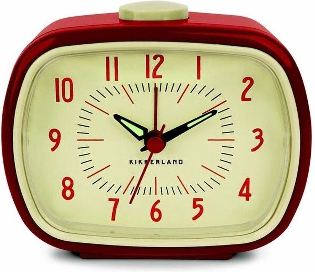 Kikkerland Retro-Wecker rot – klassischer Wecker – Vintage – Schlafzimmer-Accessoire