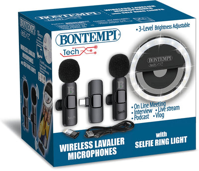Bontempi spa bontempi – Krawattenklammermikrofon – 2 Mikrofone – inklusive Selfie-Ringlicht