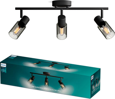 Philips LED Philips Palms Spot – Deckenspot mit drei Lichtpunkten – mit Rauchglas – kleine Fassung E14