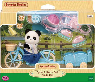 Epoche Sylvanische Familien 5652 Fahrrad- und Skate -Panda -Mädchen