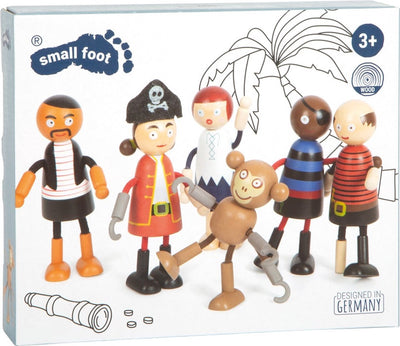 Kleine Fußholzpuppen Piraten biegbar, 6st.