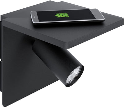 Eglo Ciglie Wandleuchte – kabelloses Aufladen des Telefons – Schwarz – Gu10