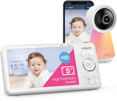 Vtech RM5756HD intelligentes Video-Babyphone mit Kamera – 5-Zoll-Bildschirm – WLAN – 1080p Full HD – Smartphone-App