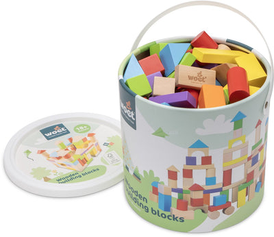Woet® Holzbausteine-Set – 100-teilige Bausteinbox – FSC – Lernspielzeug – regt die Kreativität an – ab 18 Monaten