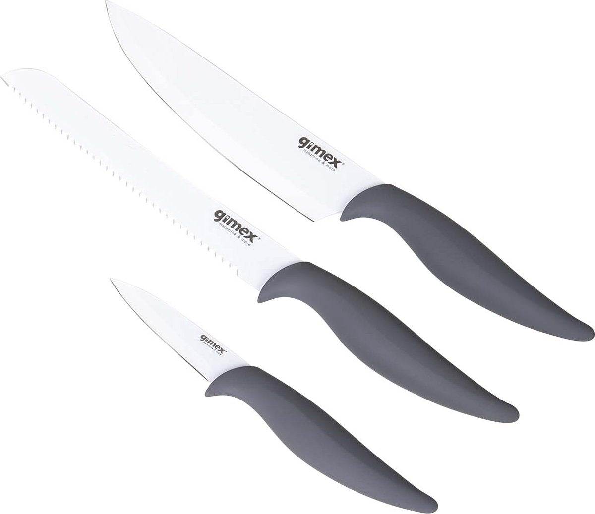 Gimex Messerset - Grauweiß - 3-teilig