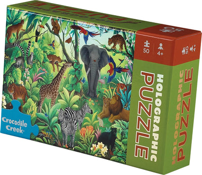 Crocodile Creek Puzzle holografischer Dschungel – 50 Teile – Spielzeug.