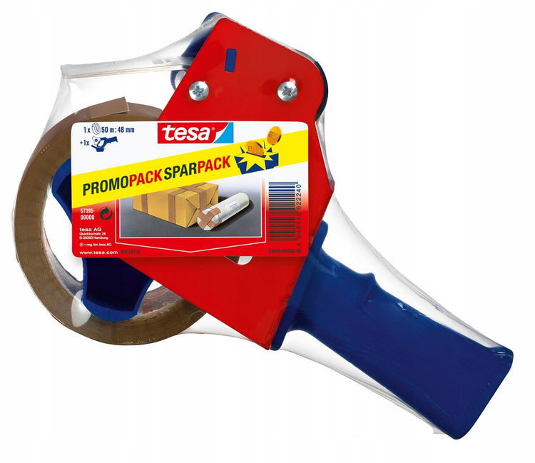 Tesa Standard - Paketbandabroller - Rot - Blau - inklusive Klebeband
