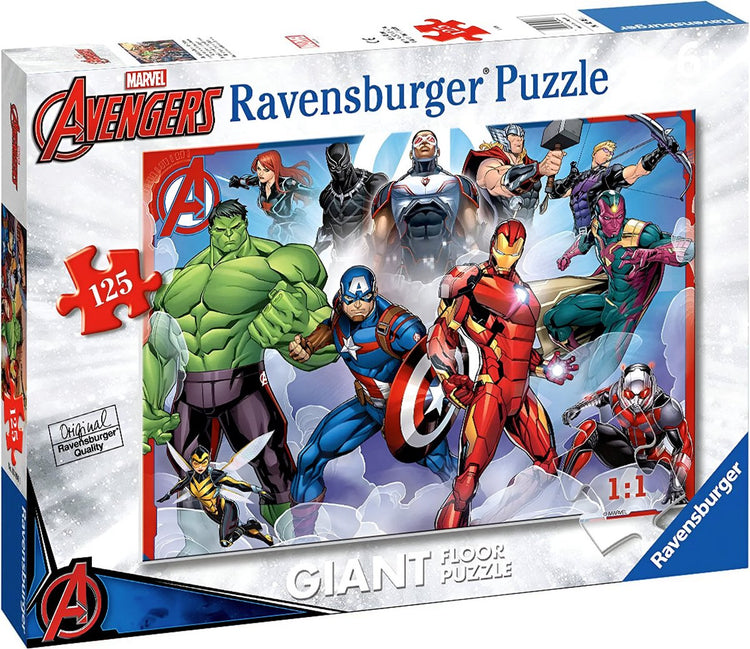 Ravensburger, riesiges 125-teiliges Marvel Avengers Bodenpuzzle aus verschleißfestem Karton, mehrfarbig