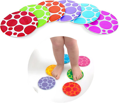 Munchkin Anti-Rutsch-Badematten-Punkte – griffige Punkte – White Hot™-Technologie – leuchtet bei Überhitzung – Set mit 6 Badematten – 9,5 cm pro Rutschmatte