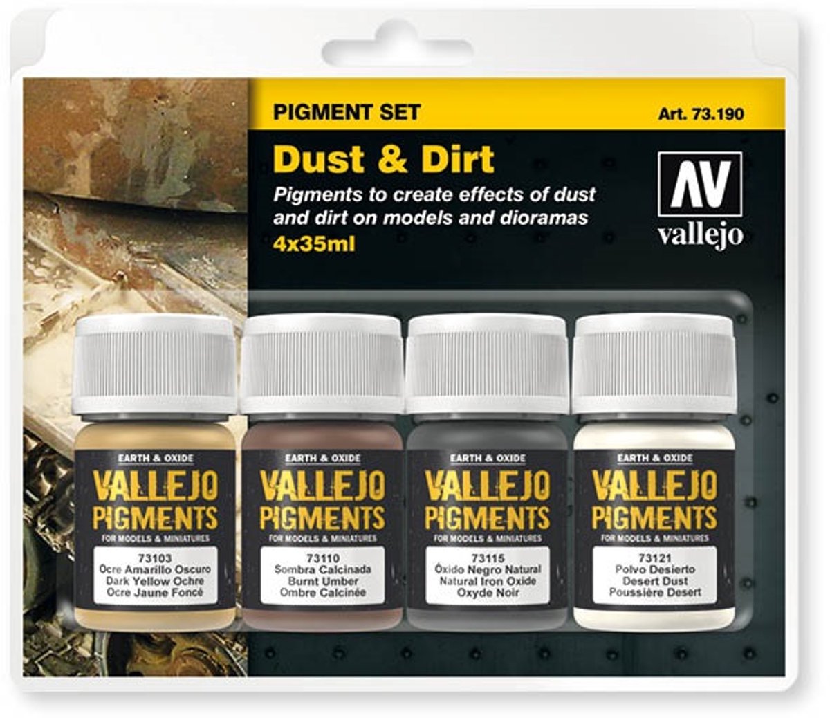 Vallejo Modellbau-Dekoration – 73190 Staub – Schmutz – Pigment-Set, Effekt-Set
