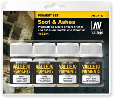 Vallejo val73193 – Ruß-Asche-Pigment-Set – 4 Farben