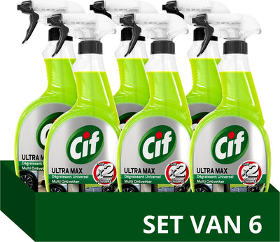Cif Ultra Max – Entfettungsspray – Zitrone – 6 x 750 ml – Vorteilspackung