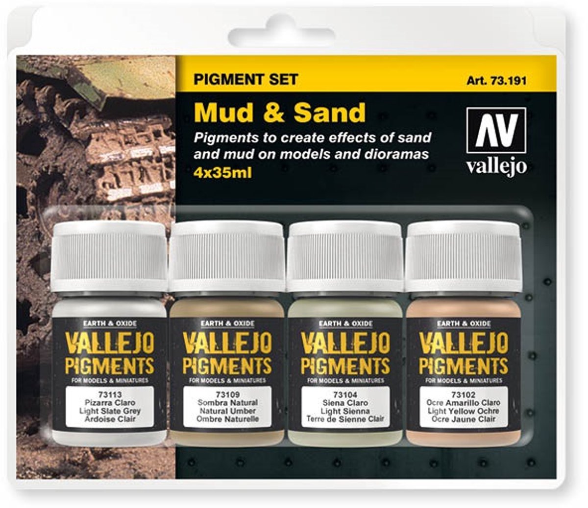Vallejo Modellbau Dekoration – 73191 Schlamm – Sand – Pigmentset Effektset