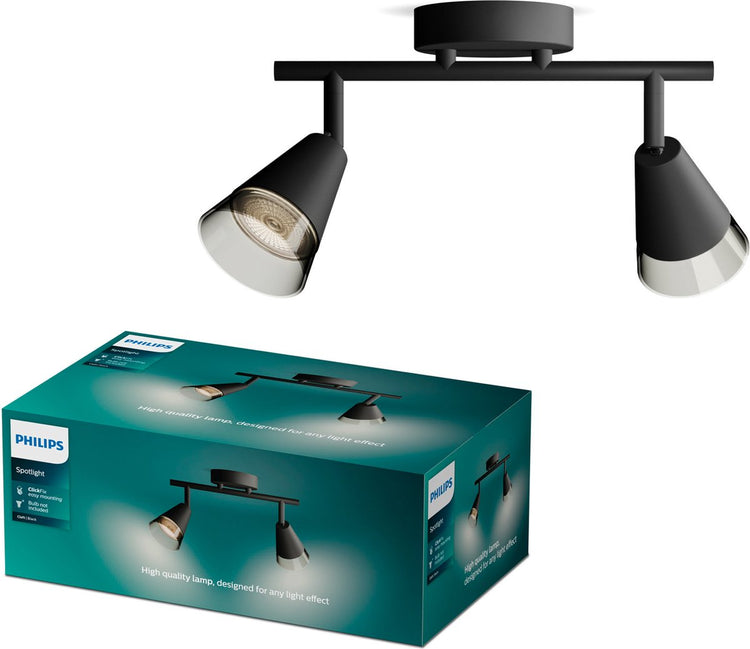Philips LED Philips Cleft Spot – Deckenstrahler mit zwei Lichtpunkten – mit Rauchglas – Gu10-LED-Fassung