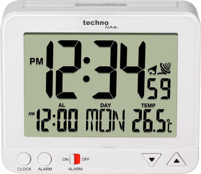 Technoline wt 195 weiß – Wecker – digital – funkgesteuerte Zeitanzeige – 12 24 – Datumsanzeige – Innentemperatur – Alarm – Schlummerfunktion – Hintergrundbeleuchtung – Nachtlicht – weiß