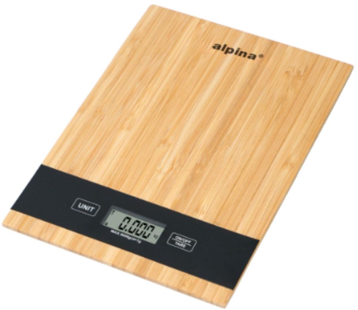 Alpina digitale Küchenwaage 5 kg – Edelstahlwaage mit LCD-Display – Tara-Funktion