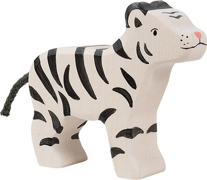 Holztiger weißer Tiger. 9x2,3x8 cm. 3+