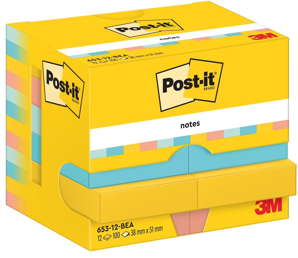 Haftnotizen am Strand | 100 Blatt | ft 38 x 51 mm | Packung mit 12 Blöcken