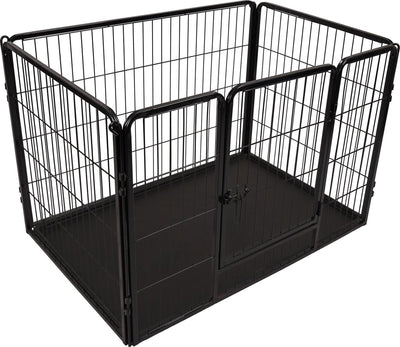 Flamingo-Hundeauslauf – Welpenauslauf – Hundehütte – Hundebox – Kazan Black M – 109 x 72 x 72 cm – Metall mit Epoxidbeschichtung – Schiebeschloss – herausnehmbare Schublade – für kleine und mittelgroße Hunde – für den Innenbereich