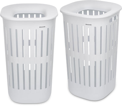 Brabantia Collect-it Wäschekorb – 2er-Set – mit Deckel – 55 l – Weiß