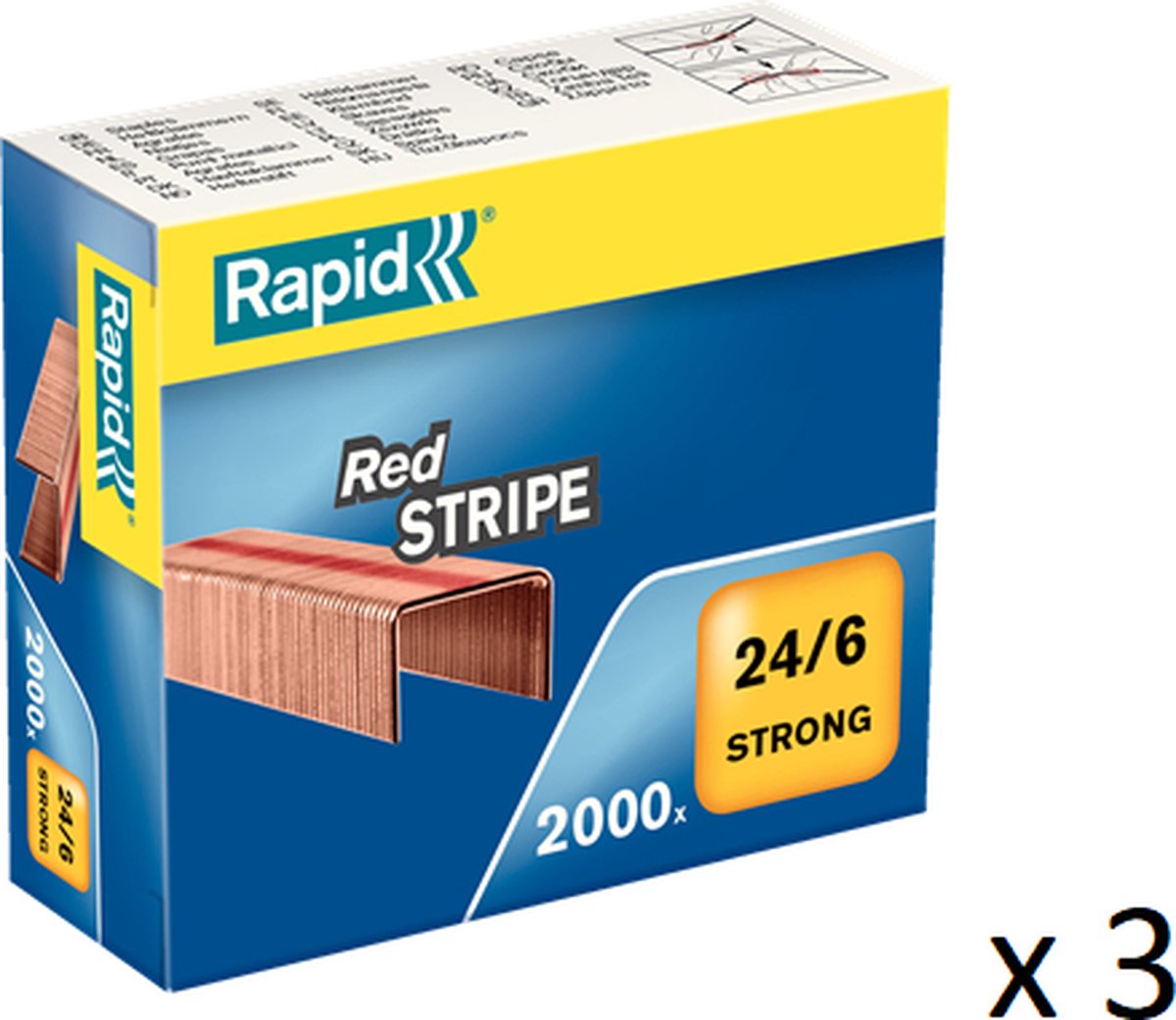 Rapid - starke Heftklammern 24 6 - roter Streifen - 3 x 2000 Stück